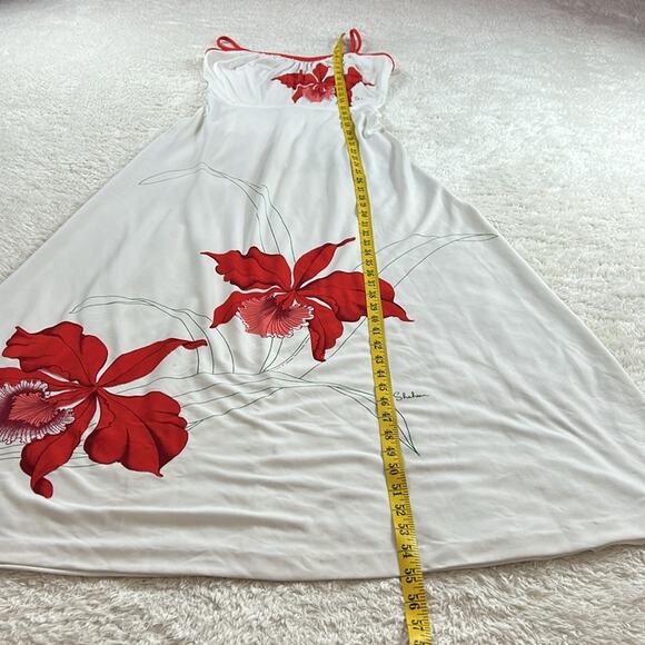 Vintage 70s Alfred Shaheen graphic print red flower maxi dress, 8 - Picture 3 of 11